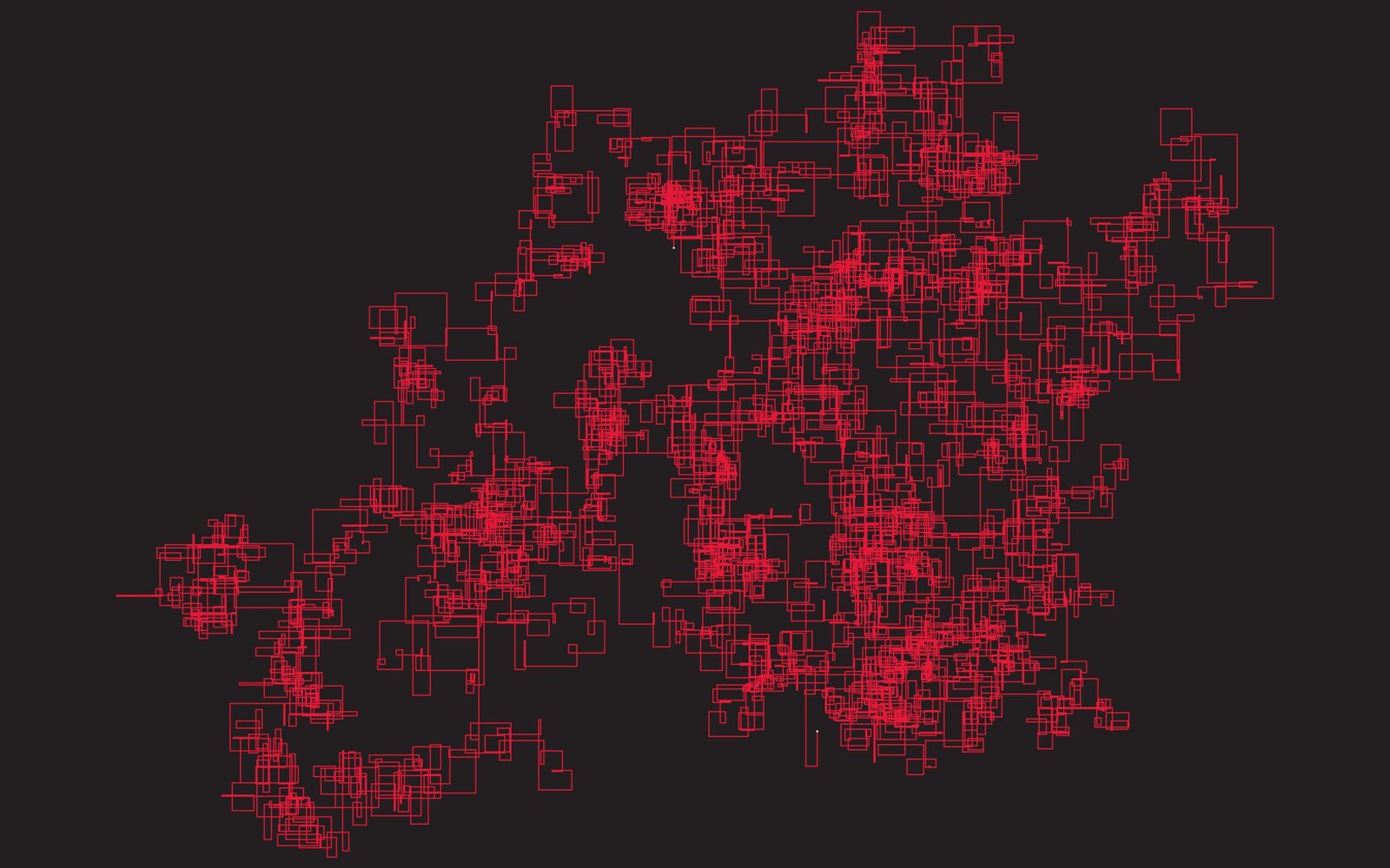 Red geometric composition generated by the Word Art Generator