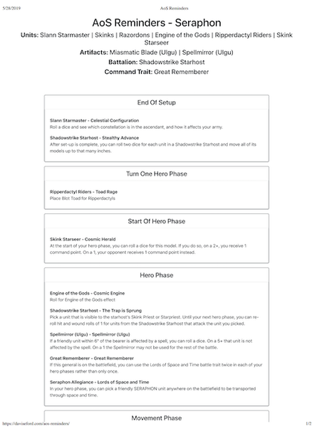 AoS Reminders Beta Print Format